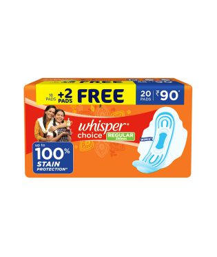 Whisper Choice Sanitary Pads for Women, Regular, 20 Pads